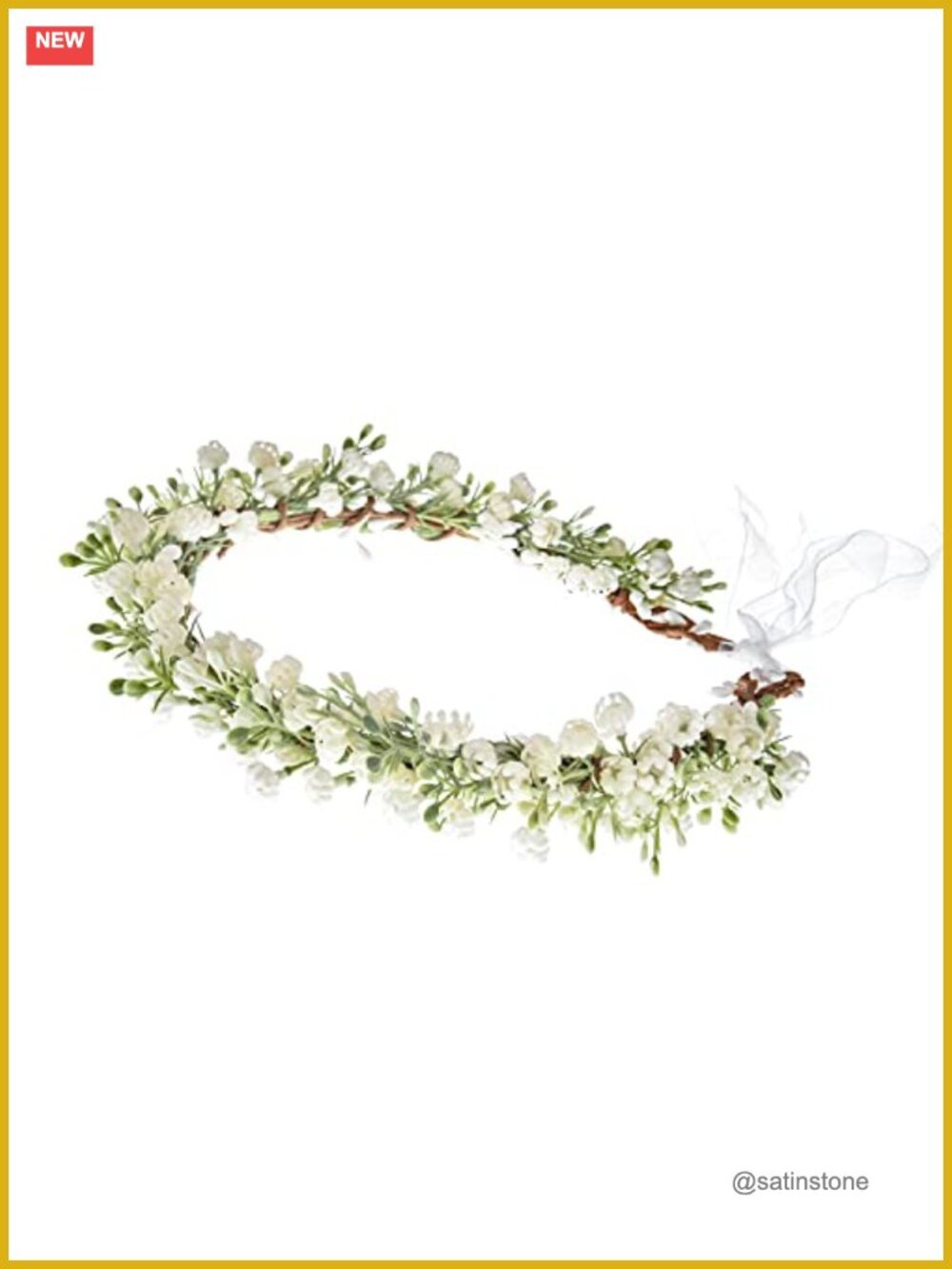 Handmade Artificial Flower Crown Bridal Headpiece Adjustable Ribbon Wedding